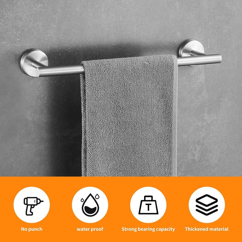 Hinmood Bathroom Hardware Set Brushed Nickel, 24 Inch Towel Bar Set 10 Pieces Bathroom Accessories Set Includes Includes 2 Packs 24 Inch Towel Bar, Towel Ring, Toilet Holder and 4 Packs Towel Hooks - Image 3